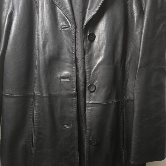 Nine West Large Women's Black Soft Butter Leather Coat - Picture 3 of 9